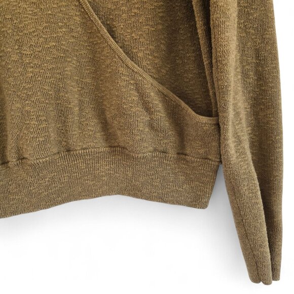 Madewell Womens Surplice Wrap Sweater M Olive Green Cotton Blend Long Sleeve - Picture 10 of 14